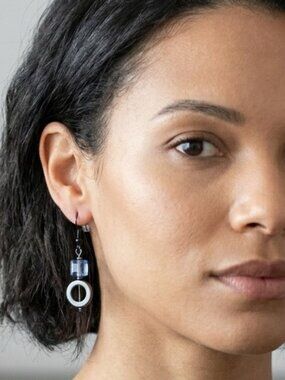 Modern Circle and Cube Pierced Earrings